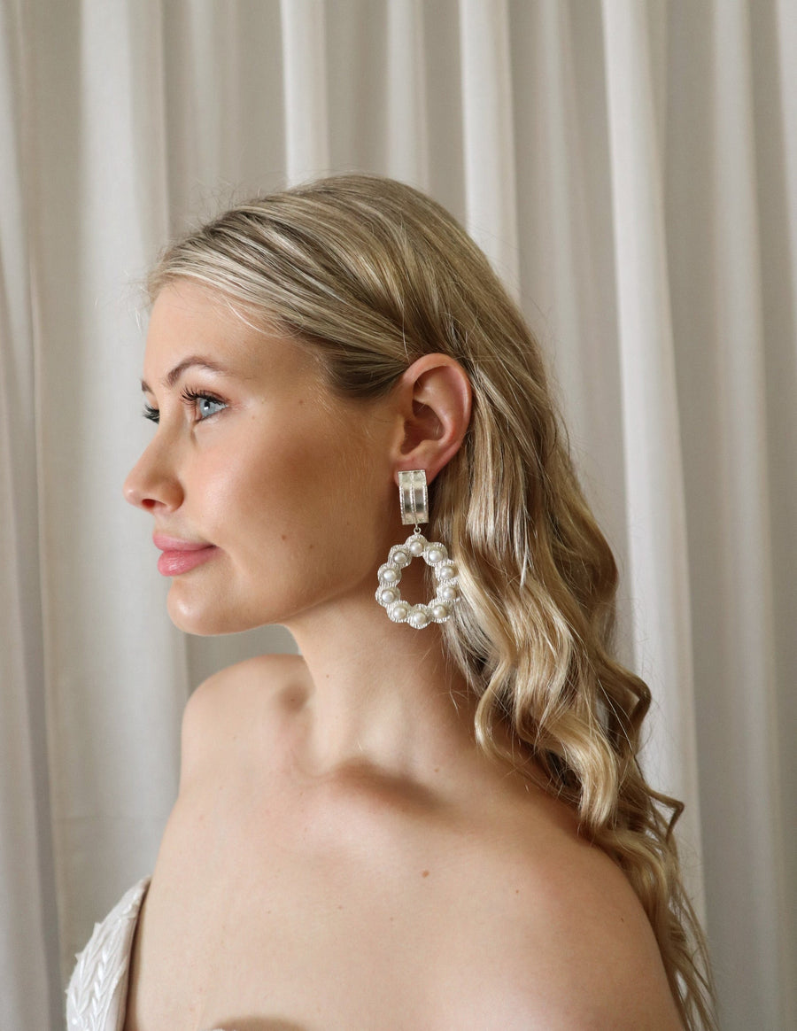 Silver stand out wedding earrings